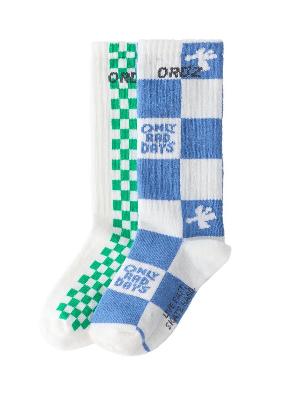 Zara Ordz Blue & Green Checkerboard Crew Socks